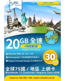 全球75國 / 地區 數據eSIM